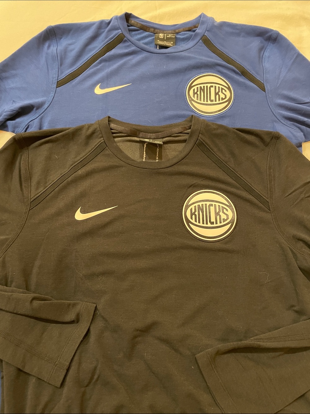 2 Nike Knicks Long Sleeve Crewneck sport shirt- Blue & Black